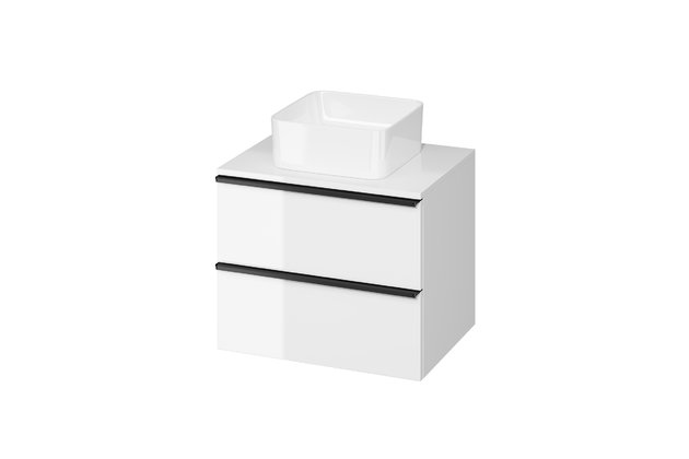 Skříňka Cersanit Virgo 60 s deskou bílá černá úchytka, S522-019 Skříňka Cersanit Virgo 60 s deskou bílá černá úchytka, S522-019