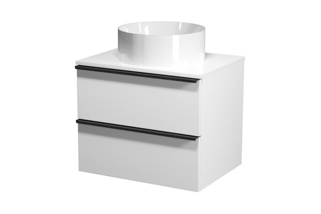 Virgo 60 bílá skříňka úchyt černá, umyvadlo Crea na desku kulaté 38 Virgo 60 bílá skříňka úchyt černá, umyvadlo Crea na desku kulaté 38