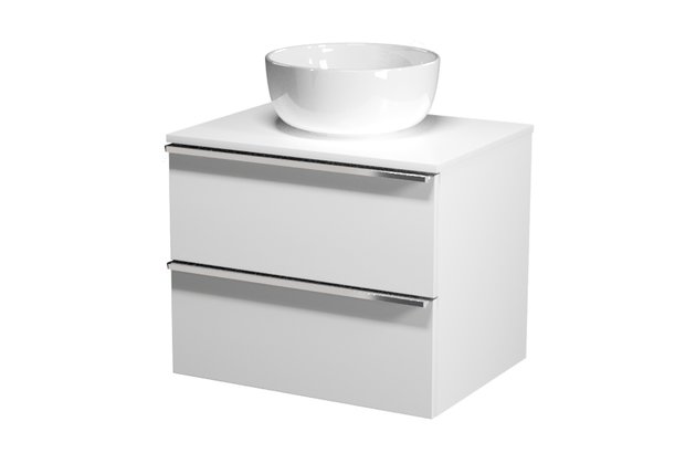 Virgo 60 bílá skříňka úchyt chrom, umyvadlo Moduo na desku kulaté 35 Virgo 60 bílá skříňka úchyt chrom, umyvadlo Moduo na desku kulaté 35