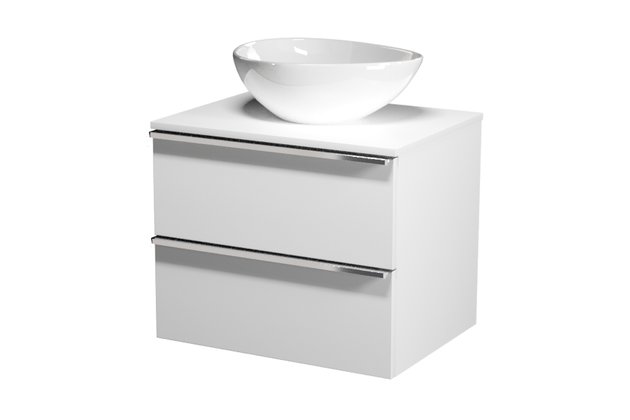 Virgo 60 bílá skříňka úchyt chrom, umyvadlo Moduo na desku nepravidelné 40 Virgo 60 bílá skříňka úchyt chrom, umyvadlo Moduo na desku nepravidelné 40