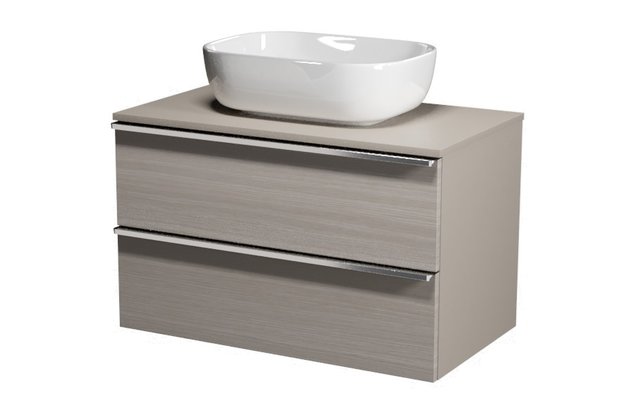 Virgo 80 šedá skříňka úchyt chrom, umyvadlo Moduo na desku obdélníkové 50