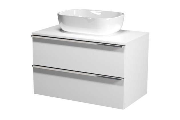 Virgo 80 bílá skříňka úchyt černá, umyvadlo Moduo na desku obdélníkové 50