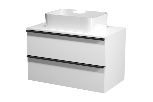 Virgo 80 bílá skříňka úchyt chrom, umyvadlo Crea na desku hranaté 50