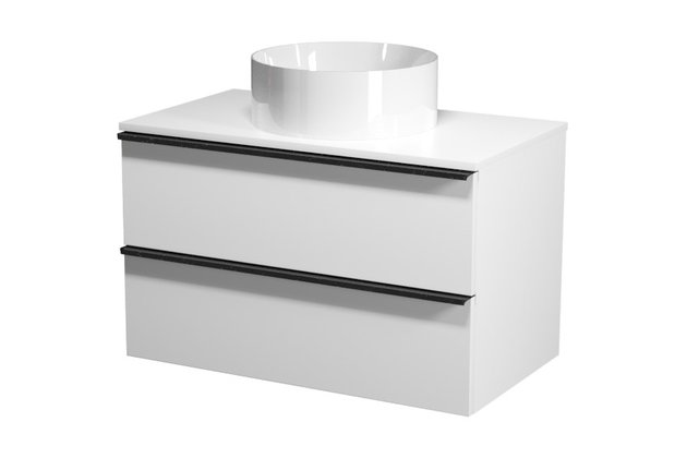 Virgo 80 bílá skříňka úchyt chrom, umyvadlo Crea na desku kulaté 38