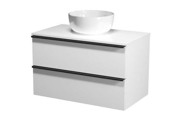 Virgo 80 bílá skříňka úchyt chrom, umyvadlo Moduo na desku kulaté 35 Virgo 80 bílá skříňka úchyt chrom, umyvadlo Moduo na desku kulaté 35