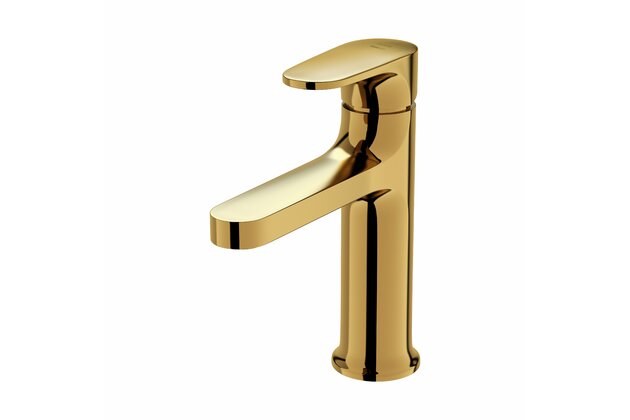 Baterie Cersanit Inverto umyvadlová stojánková, s příslušenstvím, bez výpusti, zlatá / zlatá páka, S951-297