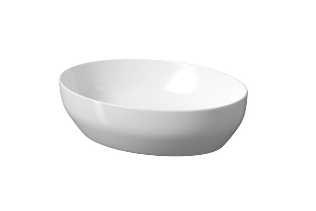 Umyvadlo Cersanit Larga 50x38 na desku elipsa, bez otvoru, bez přepadu, bílá, K677-002