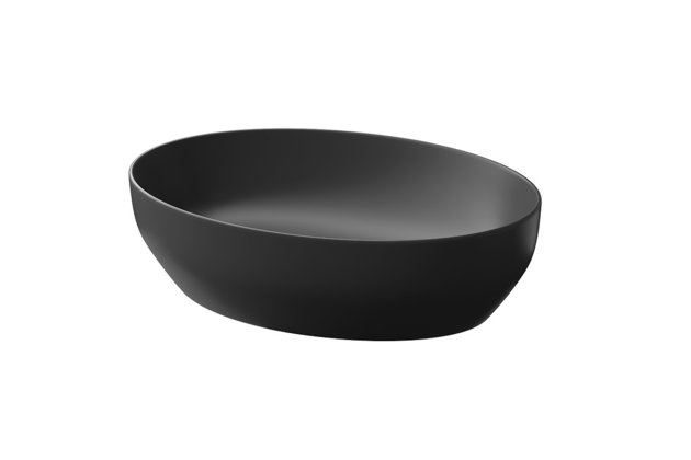 Umyvadlo Cersanit Larga 50x38 na desku elipsa, bez otvoru, bez přepadu, antracitová mat, K677-014