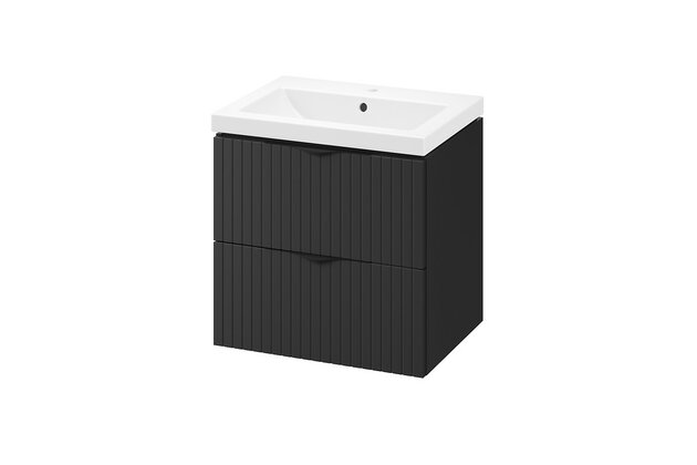 Skříňka Cersanit Tirso 60 s umyvadlem černá matná set C461, S801-586