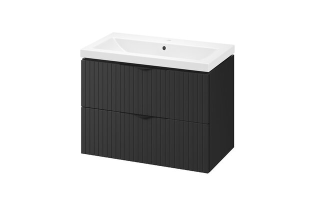 Skříňka Cersanit Tirso 80 s umyvadlem černá matná set C462, S801-587