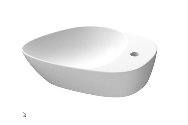 Umyvadlo Cersanit Kontra 48 na desku bílé nepravidelné s odkládacím prostorem s otvorem pro baterii, K682-006 Umyvadlo Cersanit Kontra 48 na desku bílé nepravidelné s odkládacím prostorem s otvorem pro baterii, K682-006