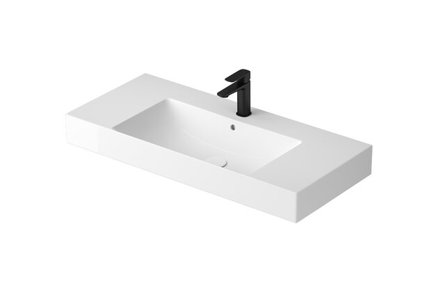 Umyvadlo Cersanit Werta 100 na desku bílé obdélníkové s odkládacím prostorem s otvorem pro baterii, K691-012 Umyvadlo Cersanit Werta 100 na desku bílé obdélníkové s odkládacím prostorem s otvorem pro baterii, K691-012