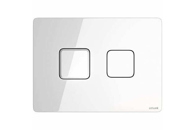 Tlačítko splachovací Cersanit Accento pneumatické hranaté bílé sklo, S97-054 Tlačítko splachovací Cersanit Accento pneumatické hranaté bílé sklo, S97-054