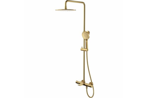 Sprchová souprava Cersanit Virgo s termostatickou baterií s výtokem, zlatá, S951-864 Sprchová souprava Cersanit Virgo s termostatickou baterií s výtokem, zlatá, S951-864