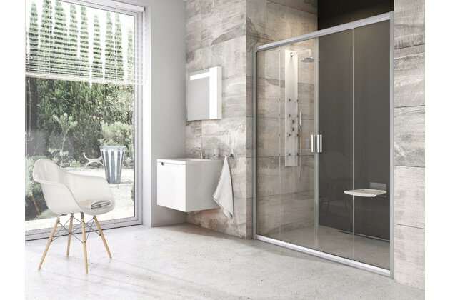 Sprchové dveře Ravak Blix BLDP4 190 čtyřdílné, satin/transparent, 0YVL0U00Z1
