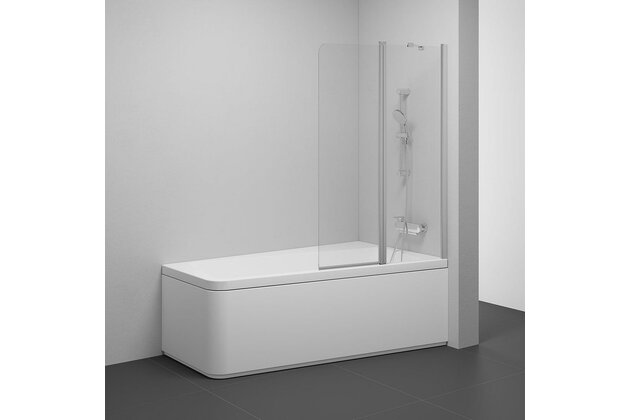 Vanová zástěna Ravak 10CVS2 10° 100 dvoudílná pohyblivá, satin/transparent, pravá, 7QRA0U03Z1