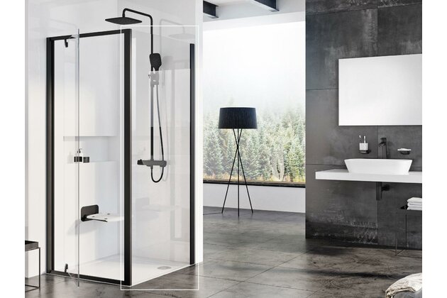 Pevná stěna Ravak Pivot PPS 80, černá/transparent, 90G40300Z1