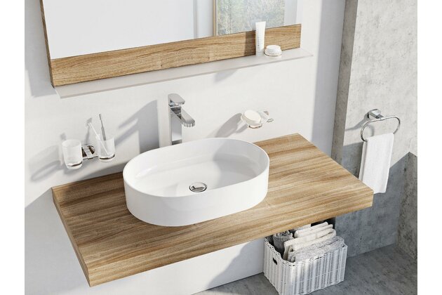 Umyvadlo Ravak Ceramic Slim O 55 na desku tenkostěnné, bez otvoru pro baterii, bez přepadu, bilé, XJX01155001 Umyvadlo Ravak Ceramic Slim O 55 na desku tenkostěnné, bez otvoru pro baterii, bez přepadu, bilé, XJX01155001