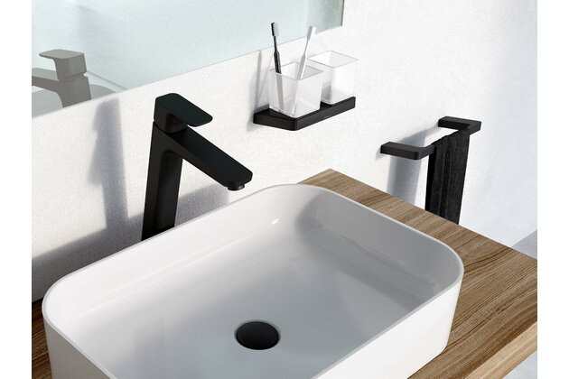 Baterie Ravak 10° Free umyvadlová, stojánková 334 mm, bez výpusti, černá, X070151 Baterie Ravak 10° Free umyvadlová, stojánková 334 mm, bez výpusti, černá, X070151