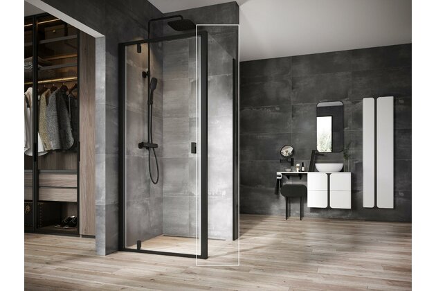 Pevná stěna Ravak Nexty NPSS 80, černá/transparent, 90O40300Z1