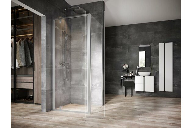 Pevná stěna Ravak Nexty NPSS 80, satin/transparent, 90O40U00Z1