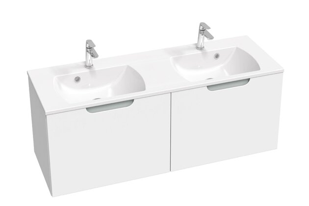 Skříňka pod dvojumyvadlo Ravak SD Classic II 130, bílá/šedá, X000001483 Skříňka pod dvojumyvadlo Ravak SD Classic II 130, bílá/šedá, X000001483