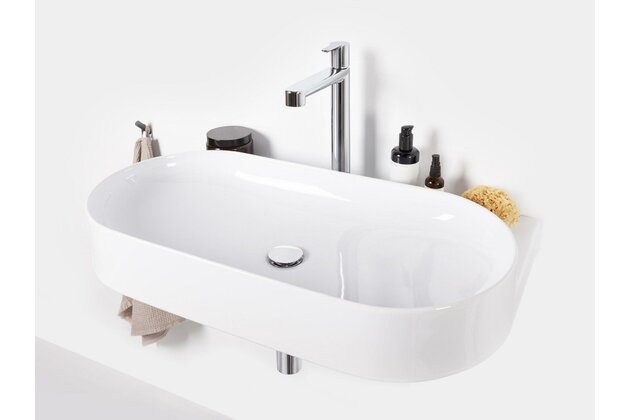 Umyvadlo Ravak Yard 80 tenkostěnné na konzoli, s otvorem pro baterii, bez přepadu, bílá, XJX01280002 Umyvadlo Ravak Yard 80 tenkostěnné na konzoli, s otvorem pro baterii, bez přepadu, bílá, XJX01280002