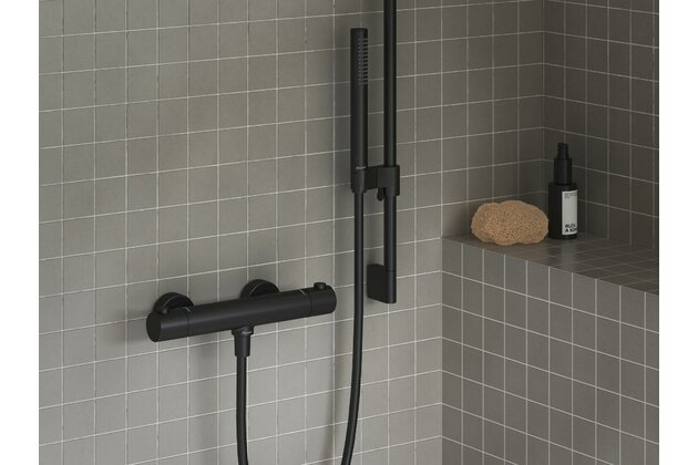 Baterie Ravak Puri sprchová, termostatická nástěnná, bez sprchového setu, černá, X070188 Baterie Ravak Puri sprchová, termostatická nástěnná, bez sprchového setu, černá, X070188