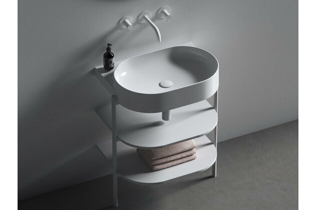 Umyvadlo Ravak Yard 60 tenkostěnné na konzoli, bez otvoru pro baterii, bez přepadu, bílá, XJX01060000