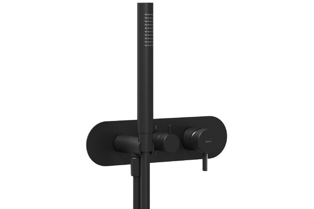 Baterie Ravak Espirit ES 065.00 RB D podomítková 2-cestná, bez tělesa, se sprchovým setem, černá mat, X070287 Baterie Ravak Espirit ES 065.00 RB D podomítková 2-cestná, bez tělesa, se sprchovým setem, černá mat, X070287