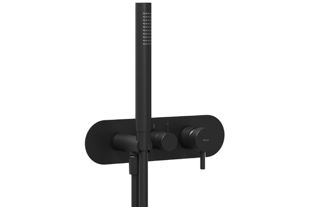 Baterie Ravak Espirit ES 068.00 RB D podomítková 3-cestná, bez tělesa, se sprchovým setem, černá mat, X070282 Baterie Ravak Espirit ES 068.00 RB D podomítková 3-cestná, bez tělesa, se sprchovým setem, černá mat, X070282