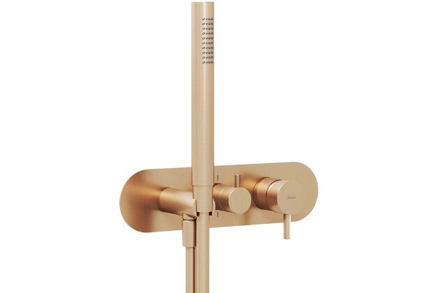 Baterie Ravak Espirit ES 065.00 RB D podomítková 2-cestná, bez tělesa, se sprchovým setem, růžové zlato, X070361