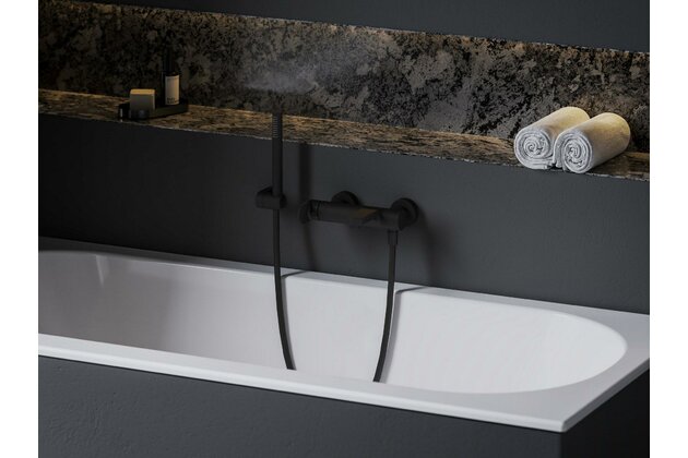 Baterie Ravak Eleganta EL022.00 vanová nástěnná, bez sprchového setu, černá mat, X070293