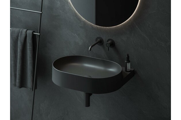 Umyvadlo Ravak Yard 60 tenkostěnné na konzoli, bez otvoru pro baterii, bez přepadu, černá mat, XJX0D060000 Umyvadlo Ravak Yard 60 tenkostěnné na konzoli, bez otvoru pro baterii, bez přepadu, černá mat, XJX0D060000