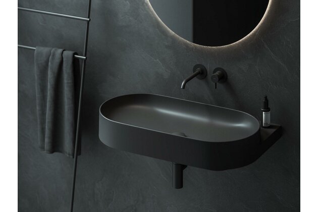Umyvadlo Ravak Yard 80 tenkostěnné na konzoli, bez otvoru pro baterii, bez přepadu, černá mat, XJX0D080000 Umyvadlo Ravak Yard 80 tenkostěnné na konzoli, bez otvoru pro baterii, bez přepadu, černá mat, XJX0D080000