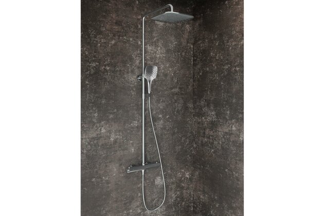 Sprchová souprava Ravak Flat posuvná s termostatickou baterií, se sprchovým setem, chrom, X070442 Sprchová souprava Ravak Flat posuvná s termostatickou baterií, se sprchovým setem, chrom, X070442