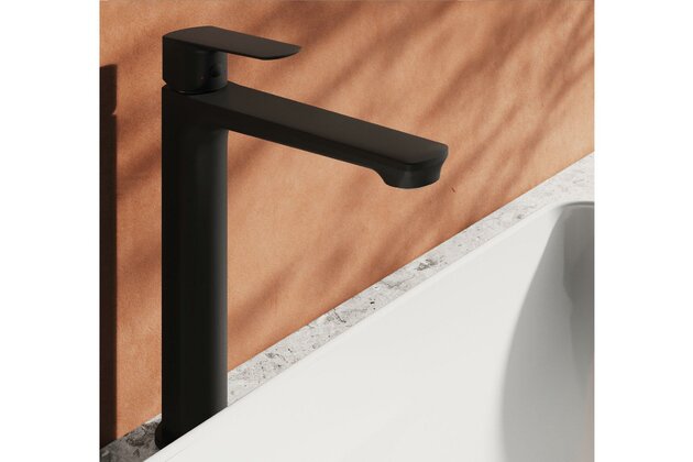 Baterie Ravak Life umyvadlová, stojánková 280 mm, bez výpusti, černá, X070478