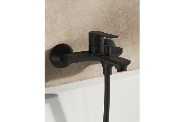 Baterie Ravak Solar vanová nástěnná, bez sprchového setu, černá, X070491