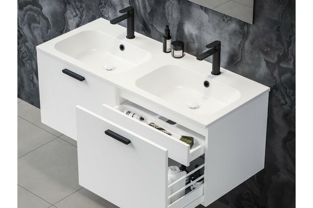 Dvojumyvadlo Ravak Chrome Slim 120 nábytkové tenkostěnné s otvory pro baterie, s přepadem, bílá, XJG01112001 Dvojumyvadlo Ravak Chrome Slim 120 nábytkové tenkostěnné s otvory pro baterie, s přepadem, bílá, XJG01112001