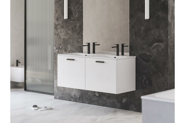 Skříňka pod dvojumyvadlo Ravak SD Chrome II 120, bílá madlo 152 mm, černá, X000001747 Skříňka pod dvojumyvadlo Ravak SD Chrome II 120, bílá madlo 152 mm, černá, X000001747