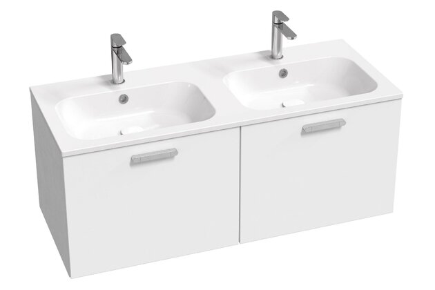 Skříňka pod dvojumyvadlo Ravak SD Chrome II 120, bílá madlo 152 mm, chrom, X000001775 Skříňka pod dvojumyvadlo Ravak SD Chrome II 120, bílá madlo 152 mm, chrom, X000001775