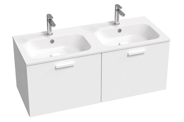 Skříňka pod dvojumyvadlo Ravak SD Chrome II 120, bílá madlo 152 mm, bílá, X000001779