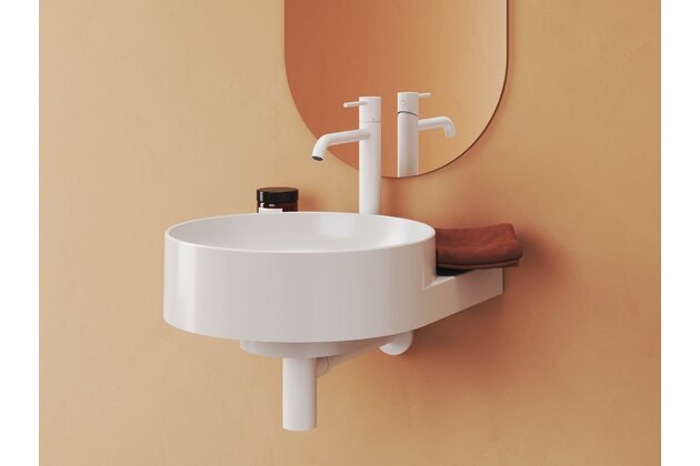 Umyvadlo Ravak Yard 40 tenkostěnné na konzoli, s otvorem pro baterii, bez přepadu, černá mat, XJX0E240001