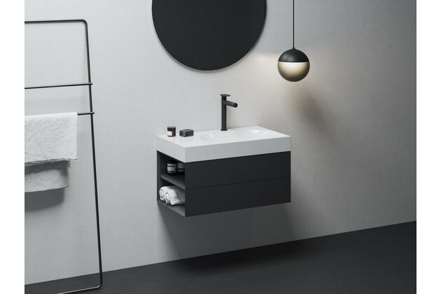 Skříňka pod umyvadlo Ravak SD Lite 80, černá mat, levá, X000001874 Skříňka pod umyvadlo Ravak SD Lite 80, černá mat, levá, X000001874