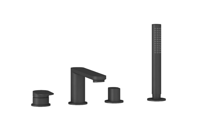 Baterie Ravak Chrome II vanová stojánková, čtyřotvorová, se sprchovým setem, černá mat, X070593 Baterie Ravak Chrome II vanová stojánková, čtyřotvorová, se sprchovým setem, černá mat, X070593