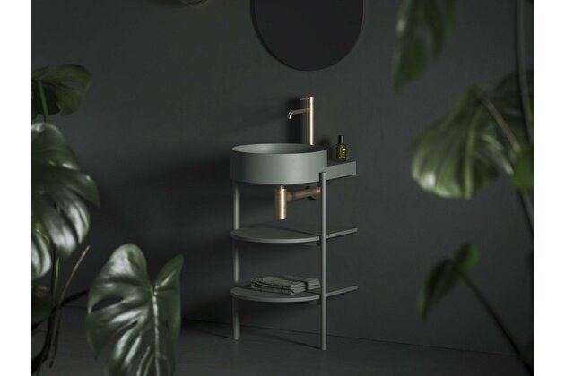 Konstrukce Ravak Yard 40 stojící kovová s policemi, k instalaci umyvadla Yard 40, s otvorem pro baterii, grey green, D800008004 Konstrukce Ravak Yard 40 stojící kovová s policemi, k instalaci umyvadla Yard 40, s otvorem pro baterii, grey green, D800008004