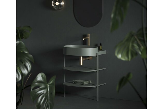 Konstrukce Ravak Yard 60 stojící kovová s policemi, k instalaci umyvadla Yard 60, s otvorem pro baterii, grey green, D800008005 Konstrukce Ravak Yard 60 stojící kovová s policemi, k instalaci umyvadla Yard 60, s otvorem pro baterii, grey green, D800008005