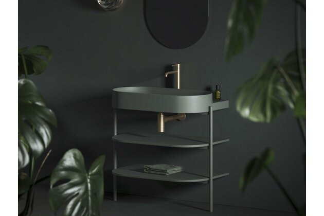 Umyvadlo Ravak Yard 80 keramické tenkostěnné, na konzoli nebo konstrukci Yard, s otvorem pro baterii, grey green, XJX08280000 Umyvadlo Ravak Yard 80 keramické tenkostěnné, na konzoli nebo konstrukci Yard, s otvorem pro baterii, grey green, XJX08280000