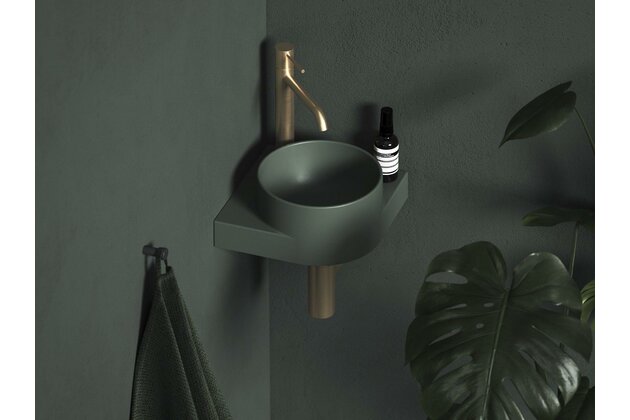 Umývátko Ravak Yard 28 C keramické rohové tenkostěnné, na konzoli Yard, s otvorem pro baterii, grey green, XJX08228000 Umývátko Ravak Yard 28 C keramické rohové tenkostěnné, na konzoli Yard, s otvorem pro baterii, grey green, XJX08228000