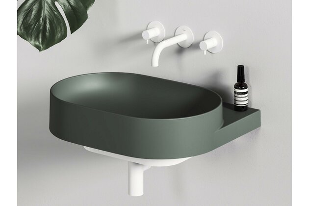 Umyvadlo Ravak Yard 60 keramické tenkostěnné, na konzoli nebo konstrukci Yard, bez otvoru, grey green, XJX08080000 Umyvadlo Ravak Yard 60 keramické tenkostěnné, na konzoli nebo konstrukci Yard, bez otvoru, grey green, XJX08080000